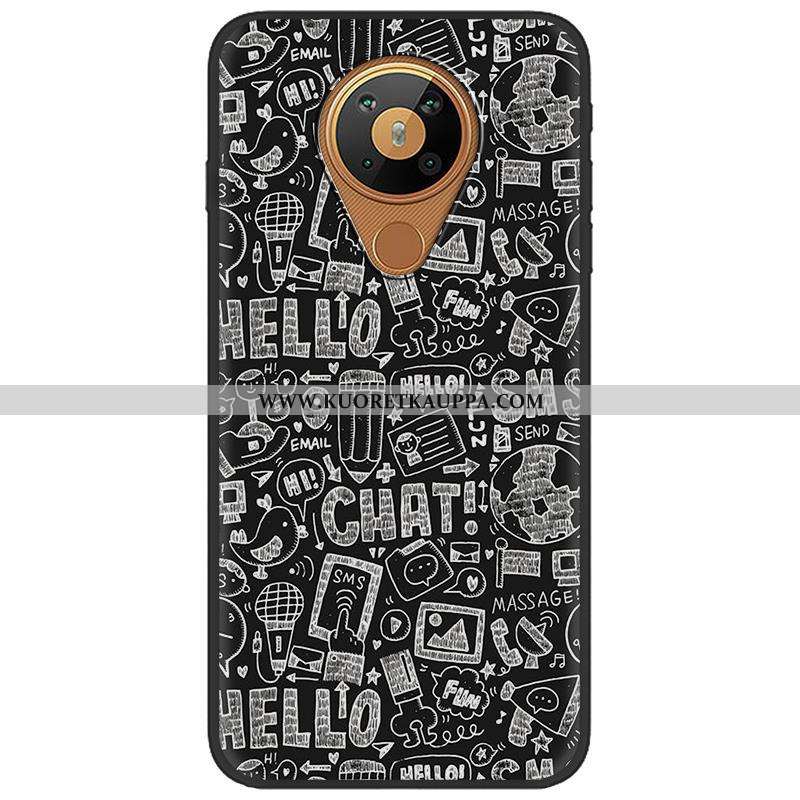 Kuori Nokia 5.3, Kuoret Nokia 5.3, Kotelo Nokia 5.3 Ihana Pehmeä Neste Sarjakuva Pu Musta Mustat