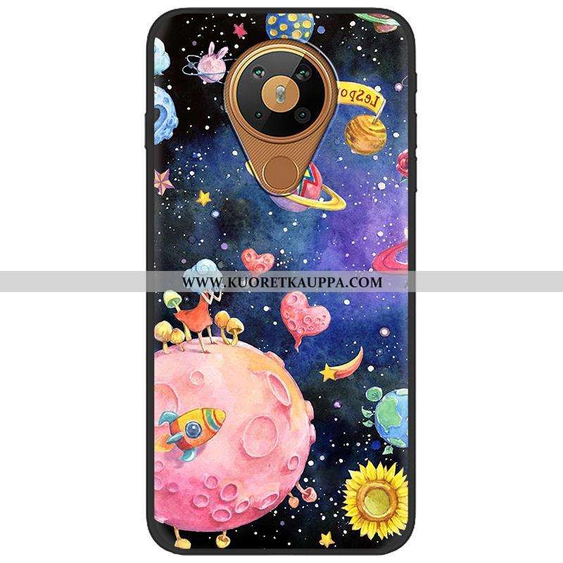 Kuori Nokia 5.3, Kuoret Nokia 5.3, Kotelo Nokia 5.3 Ihana Pehmeä Neste Sarjakuva Pu Musta Mustat