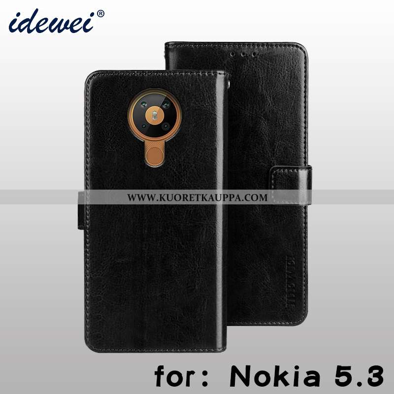Kuori Nokia 5.3, Kuoret Nokia 5.3, Kotelo Nokia 5.3 Nahkakuori Salkku Puhelimen Ruskea