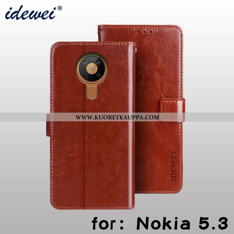Kuori Nokia 5.3, Kuoret Nokia 5.3, Kotelo Nokia 5.3 Nahkakuori Salkku Puhelimen Ruskea