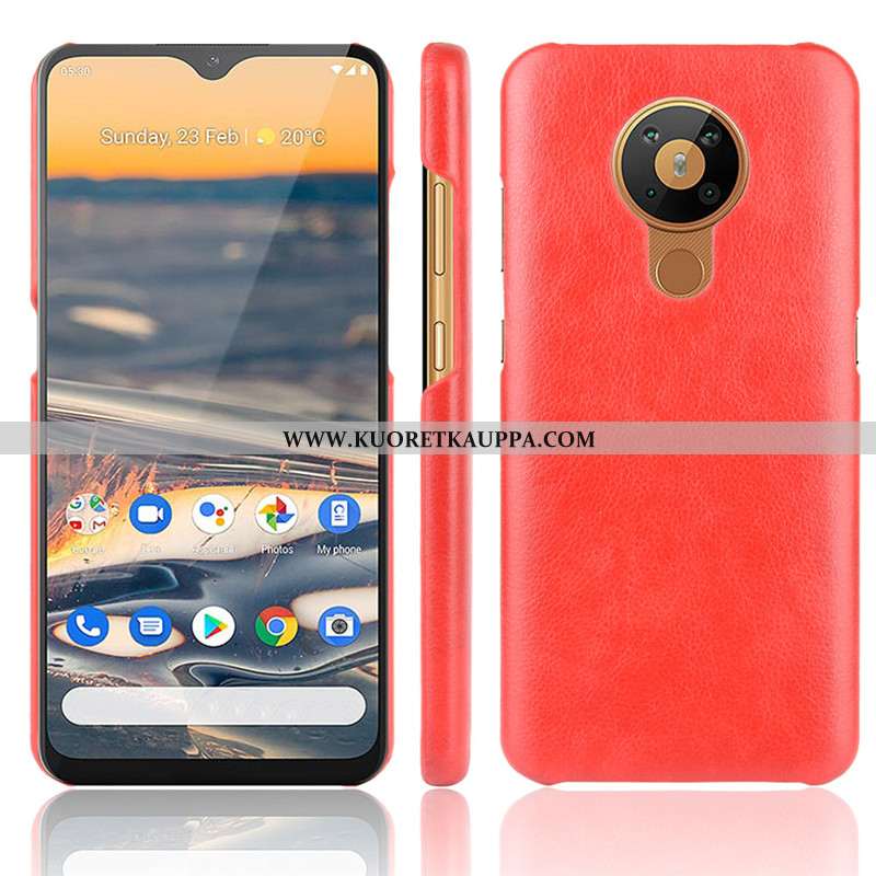 Kuori Nokia 5.3, Kuoret Nokia 5.3, Kotelo Nokia 5.3 Suojaus Nahka Kova Puhelimen Kukkakuvio Punainen