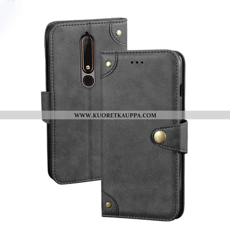 Kuori Nokia 6.1, Kuoret Nokia 6.1, Kotelo Nokia 6.1 Salkku Suojaus Nahkakuori Khaki