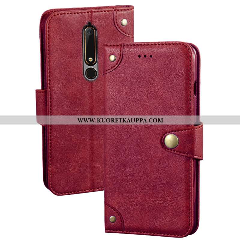 Kuori Nokia 6.1, Kuoret Nokia 6.1, Kotelo Nokia 6.1 Salkku Suojaus Nahkakuori Khaki