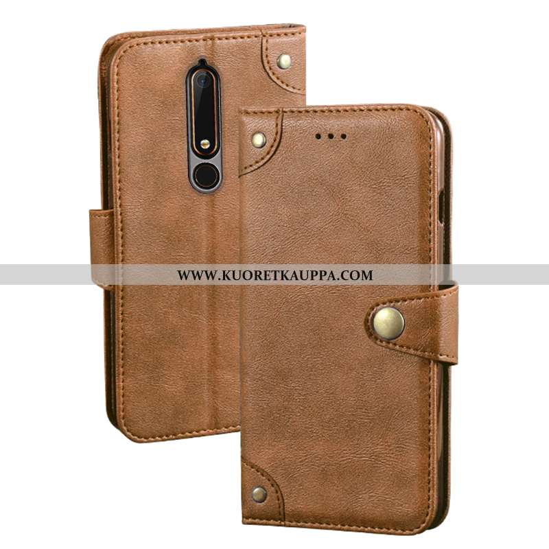Kuori Nokia 6.1, Kuoret Nokia 6.1, Kotelo Nokia 6.1 Salkku Suojaus Nahkakuori Khaki