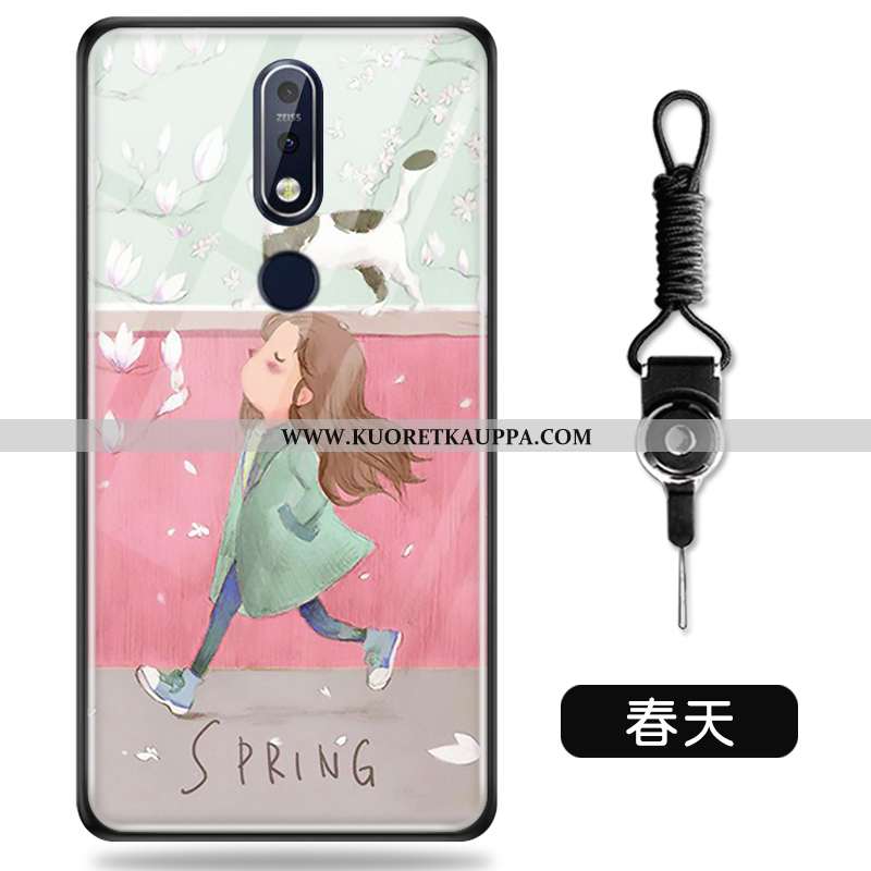 Kuori Nokia 7.1, Kuoret Nokia 7.1, Kotelo Nokia 7.1 Ihana Pehmeä Neste Luova Sarjakuva Lasi Vihreä