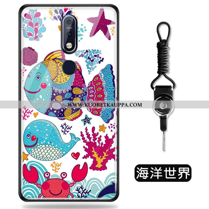 Kuori Nokia 7.1, Kuoret Nokia 7.1, Kotelo Nokia 7.1 Ihana Pehmeä Neste Luova Sarjakuva Lasi Vihreä