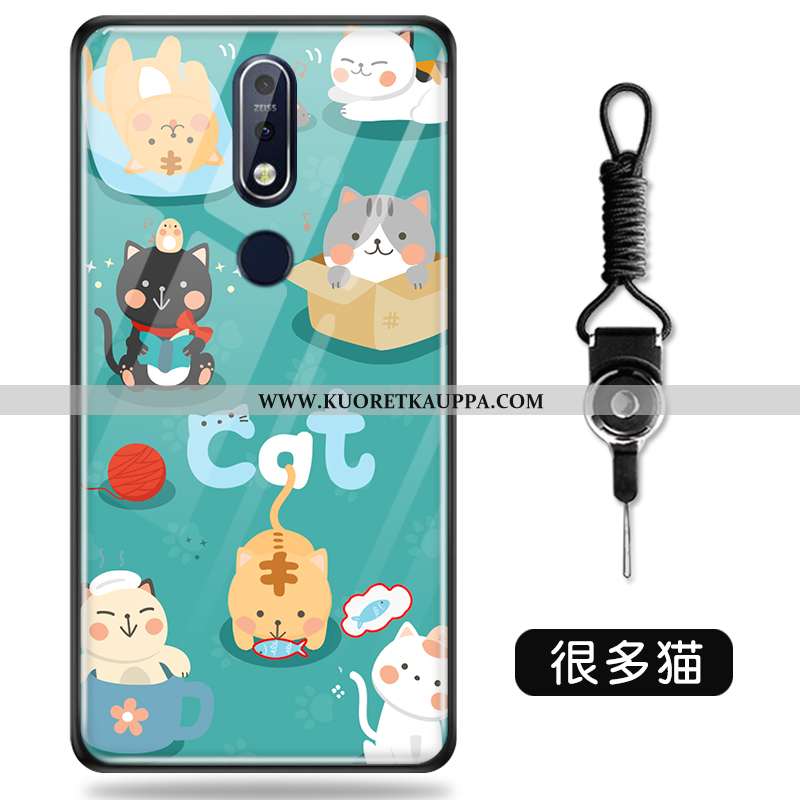 Kuori Nokia 7.1, Kuoret Nokia 7.1, Kotelo Nokia 7.1 Ihana Pehmeä Neste Luova Sarjakuva Lasi Vihreä