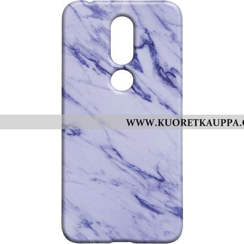 Kuori Nokia 7.1, Kuoret Nokia 7.1, Kotelo Nokia 7.1 Kukkakuvio Suojaus Pesty Suede Sininen