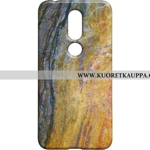 Kuori Nokia 7.1, Kuoret Nokia 7.1, Kotelo Nokia 7.1 Kukkakuvio Suojaus Pesty Suede Sininen