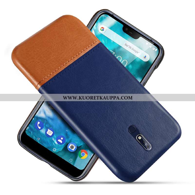 Kuori Nokia 7.1, Kuoret Nokia 7.1, Kotelo Nokia 7.1 Nahka Kukkakuvio Kova Liukumaton Khaki