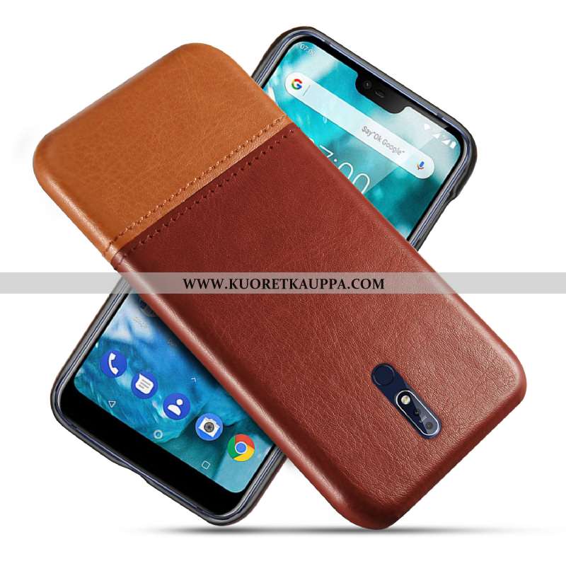 Kuori Nokia 7.1, Kuoret Nokia 7.1, Kotelo Nokia 7.1 Nahka Kukkakuvio Kova Liukumaton Khaki