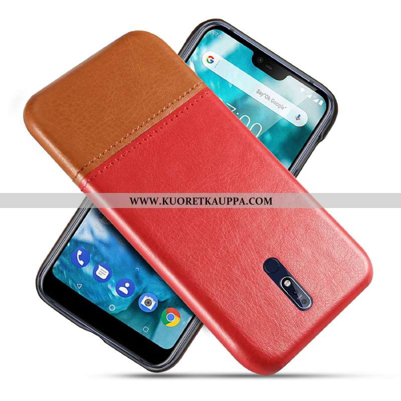 Kuori Nokia 7.1, Kuoret Nokia 7.1, Kotelo Nokia 7.1 Nahka Kukkakuvio Kova Liukumaton Khaki