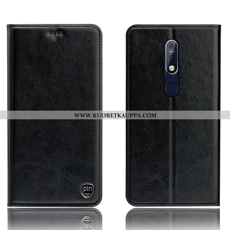 Kuori Nokia 7.1, Kuoret Nokia 7.1, Kotelo Nokia 7.1 Nahkakuori Kukkakuvio Tummansininen Suojaus Tumm