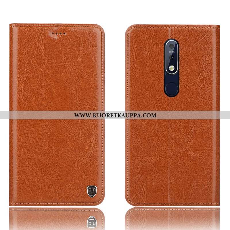 Kuori Nokia 7.1, Kuoret Nokia 7.1, Kotelo Nokia 7.1 Nahkakuori Kukkakuvio Tummansininen Suojaus Tumm