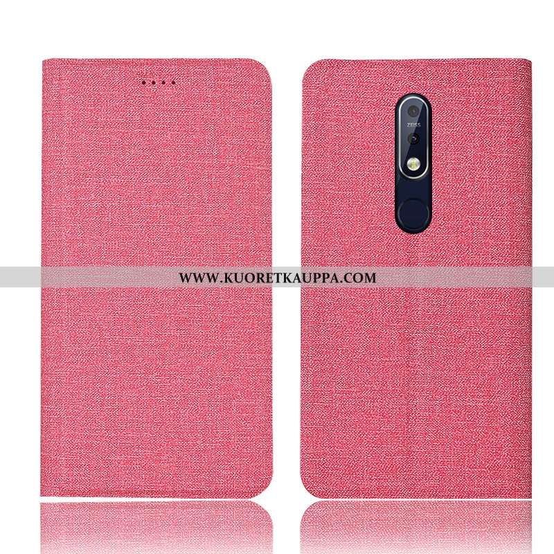 Kuori Nokia 7.1, Kuoret Nokia 7.1, Kotelo Nokia 7.1 Nahkakuori Suojaus Pellava Murtumaton Sininen