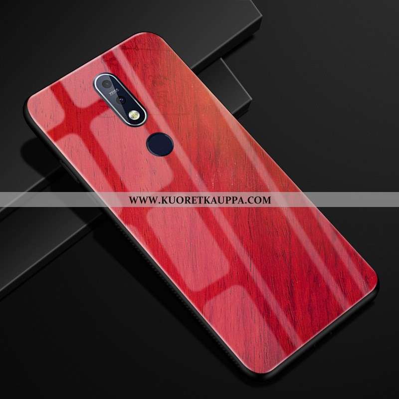 Kuori Nokia 7.1, Kuoret Nokia 7.1, Kotelo Nokia 7.1 Suojaus Lasi Puhelimen Kukkakuvio Ruskea