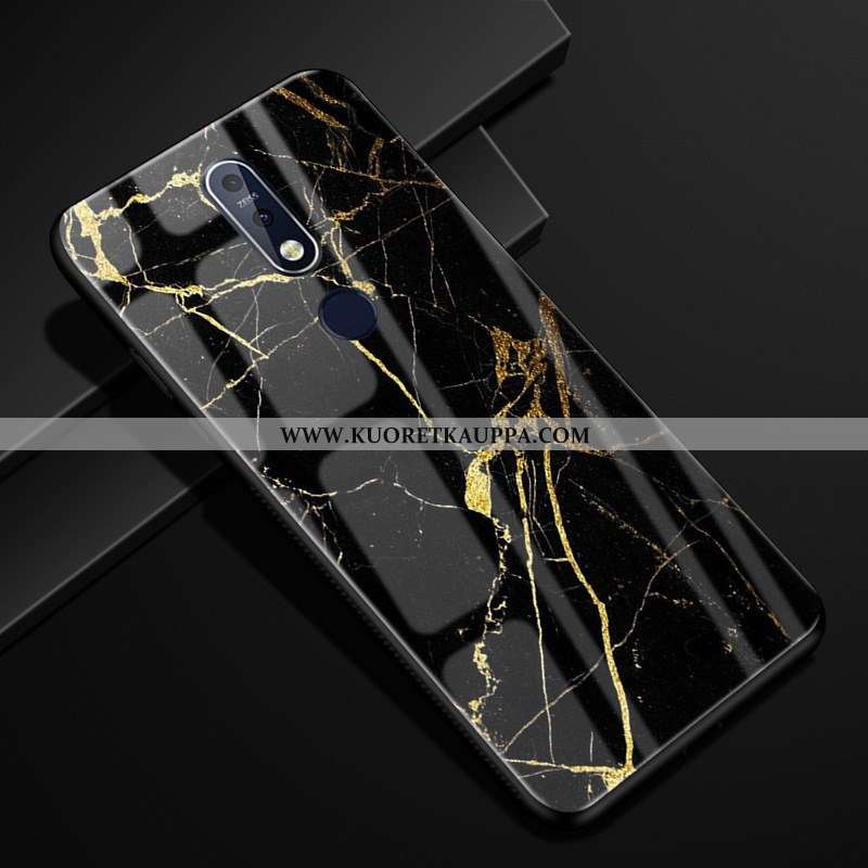 Kuori Nokia 7.1, Kuoret Nokia 7.1, Kotelo Nokia 7.1 Suojaus Lasi Puhelimen Kukkakuvio Ruskea