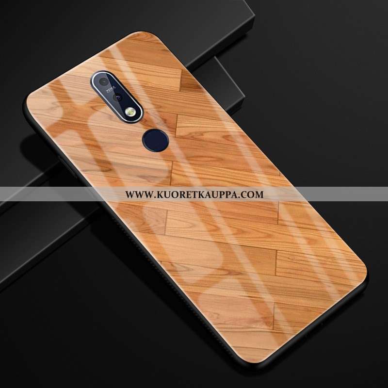 Kuori Nokia 7.1, Kuoret Nokia 7.1, Kotelo Nokia 7.1 Suojaus Lasi Puhelimen Kukkakuvio Ruskea