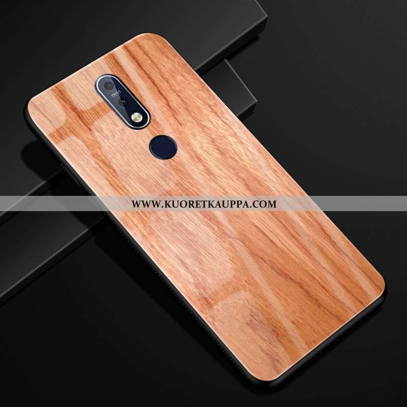 Kuori Nokia 7.1, Kuoret Nokia 7.1, Kotelo Nokia 7.1 Suojaus Lasi Puhelimen Kukkakuvio Ruskea