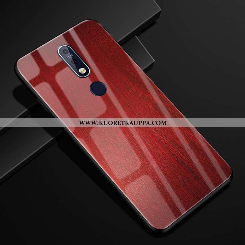 Kuori Nokia 7.1, Kuoret Nokia 7.1, Kotelo Nokia 7.1 Suojaus Lasi Puhelimen Kukkakuvio Ruskea