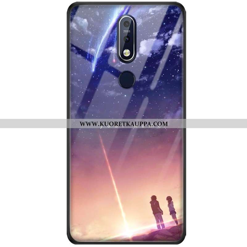 Kuori Nokia 7.1, Kuoret Nokia 7.1, Kotelo Nokia 7.1 Suojaus Lasi Suuntaus Net Red Sininen