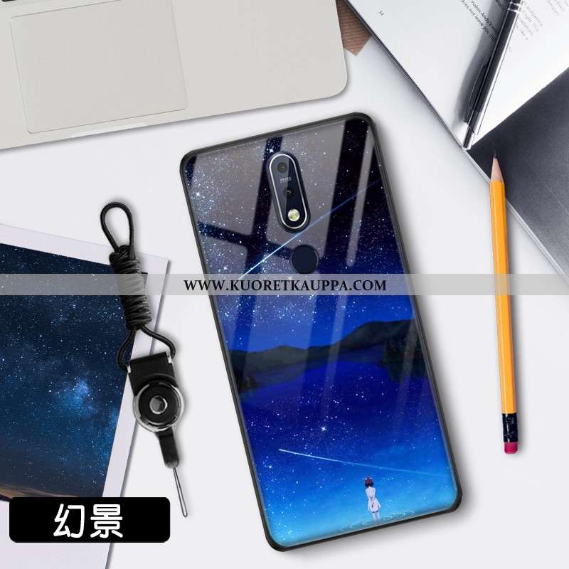 Kuori Nokia 7.1, Kuoret Nokia 7.1, Kotelo Nokia 7.1 Suojaus Lasi Suuntaus Net Red Sininen