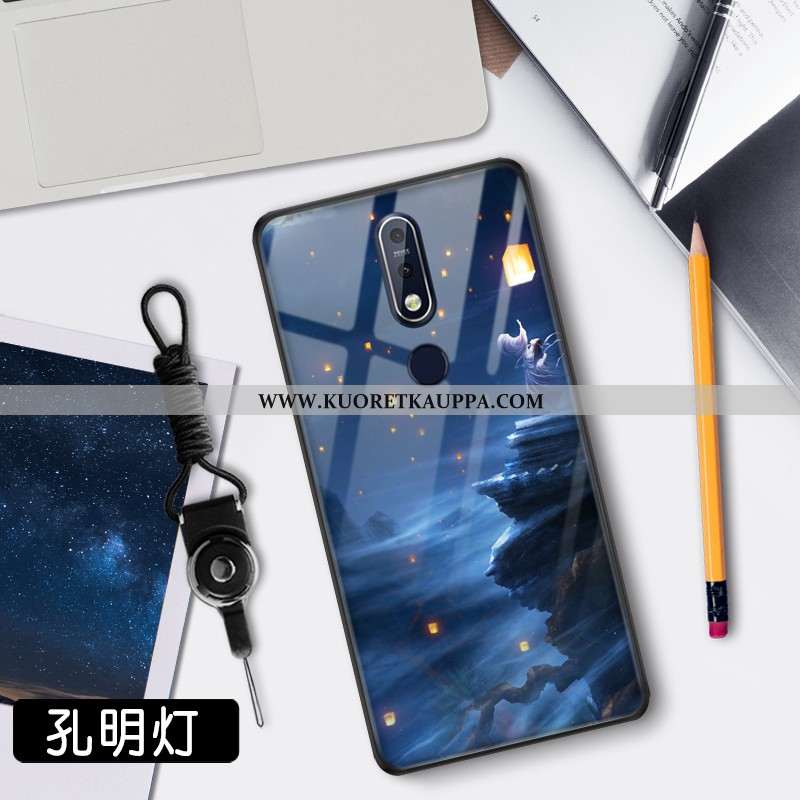 Kuori Nokia 7.1, Kuoret Nokia 7.1, Kotelo Nokia 7.1 Suojaus Lasi Suuntaus Net Red Sininen