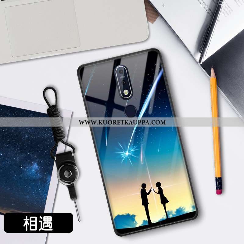 Kuori Nokia 7.1, Kuoret Nokia 7.1, Kotelo Nokia 7.1 Suojaus Lasi Suuntaus Net Red Sininen