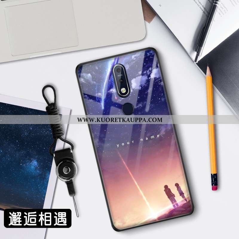 Kuori Nokia 7.1, Kuoret Nokia 7.1, Kotelo Nokia 7.1 Suojaus Lasi Suuntaus Net Red Sininen