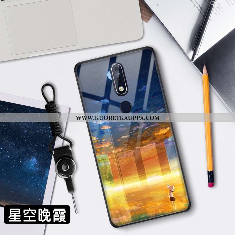 Kuori Nokia 7.1, Kuoret Nokia 7.1, Kotelo Nokia 7.1 Suojaus Lasi Suuntaus Net Red Sininen