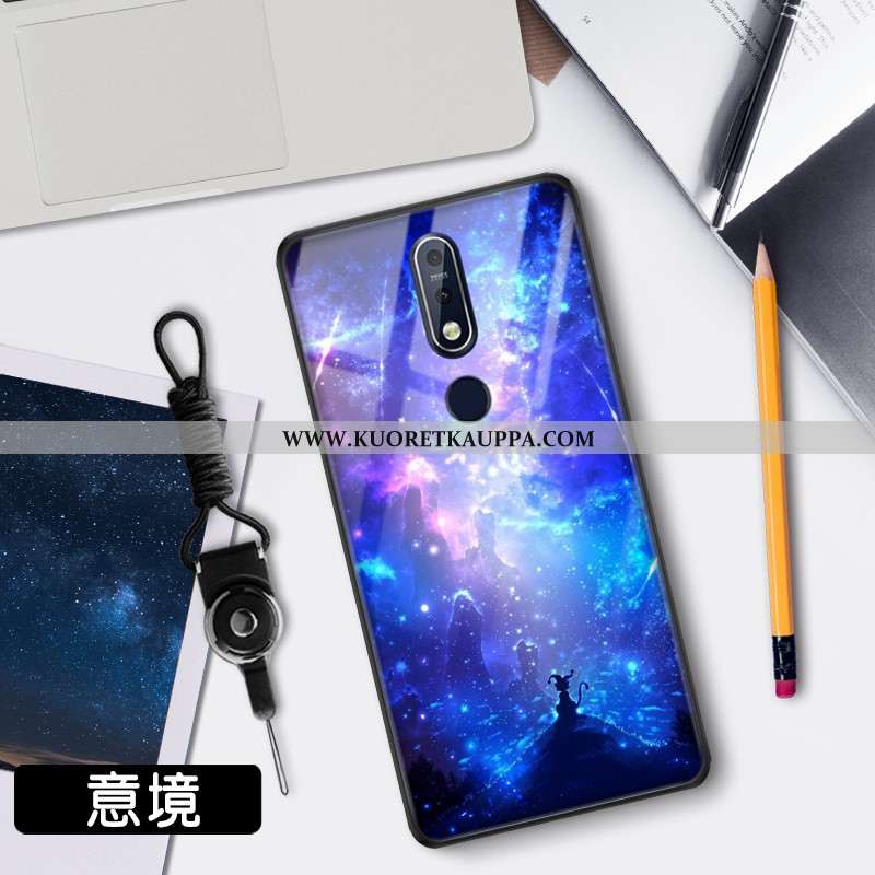 Kuori Nokia 7.1, Kuoret Nokia 7.1, Kotelo Nokia 7.1 Suojaus Lasi Suuntaus Net Red Sininen