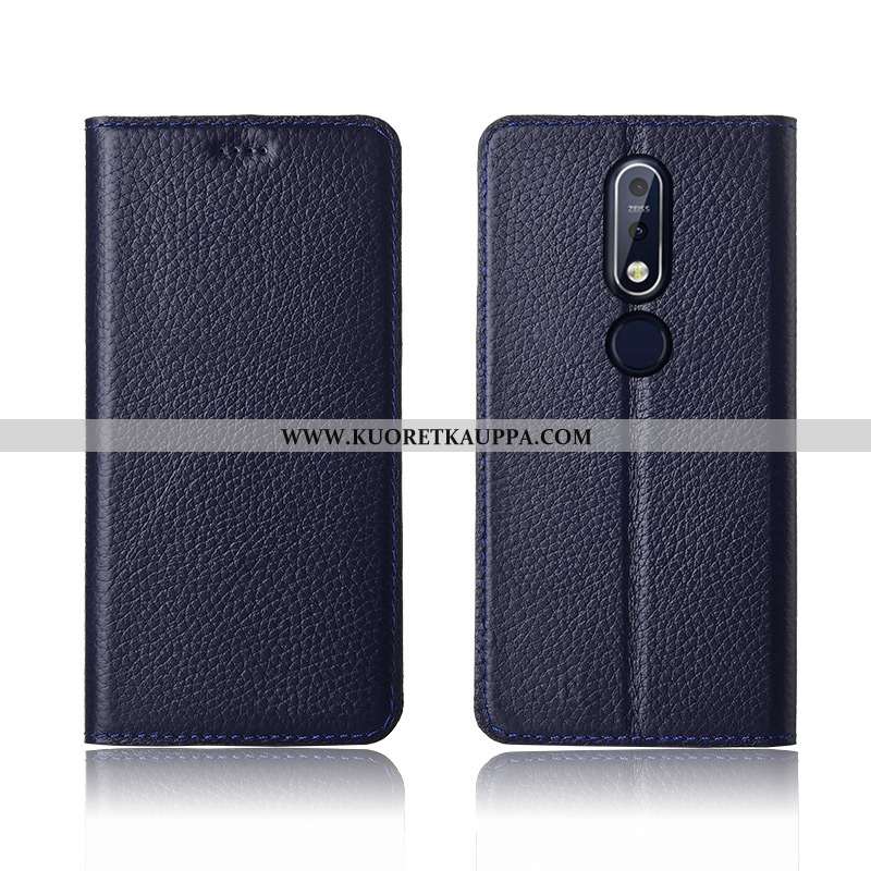 Kuori Nokia 7.1, Kuoret Nokia 7.1, Kotelo Nokia 7.1 Suojaus Nahkakuori Litsi Ruskea