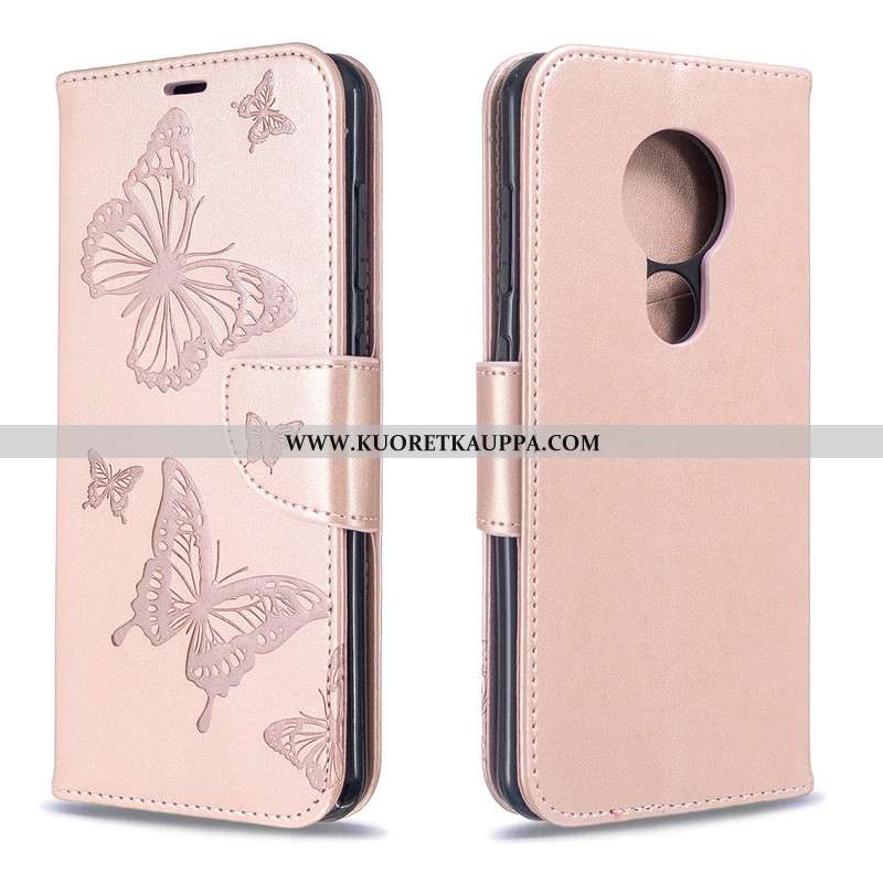 Kuori Nokia 7.2, Kuoret Nokia 7.2, Kotelo Nokia 7.2 Kohokuviointi Nahka Puhelimen Perhonen Punainen