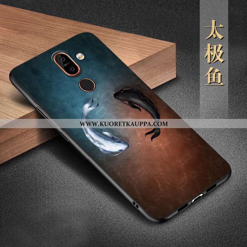 Kuori Nokia 7 Plus, Kuoret Nokia 7 Plus, Kotelo Nokia 7 Plus Silikoni Suojaus Musta All Inclusive Mu