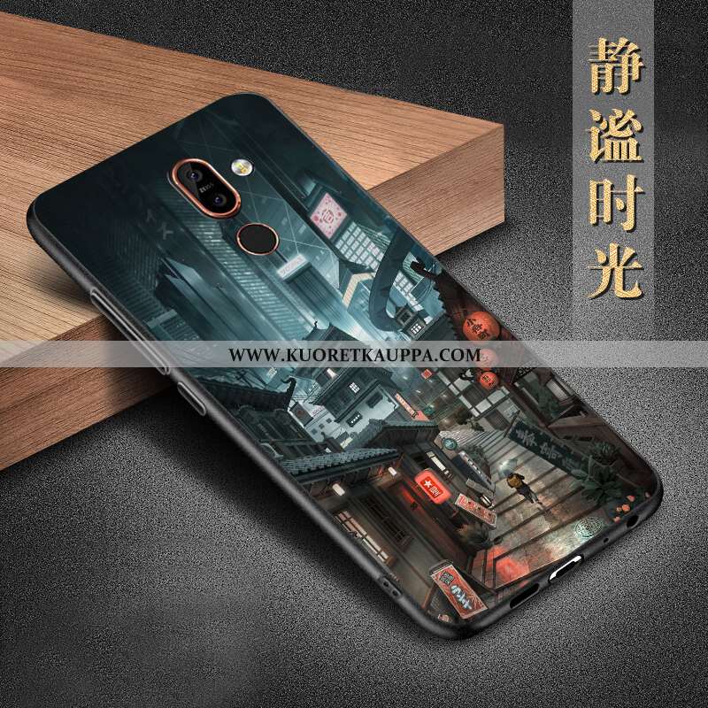 Kuori Nokia 7 Plus, Kuoret Nokia 7 Plus, Kotelo Nokia 7 Plus Silikoni Suojaus Musta All Inclusive Mu