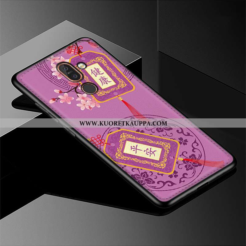 Kuori Nokia 7 Plus, Kuoret Nokia 7 Plus, Kotelo Nokia 7 Plus Suojaus Luova Nahka Kohokuviointi Sinin