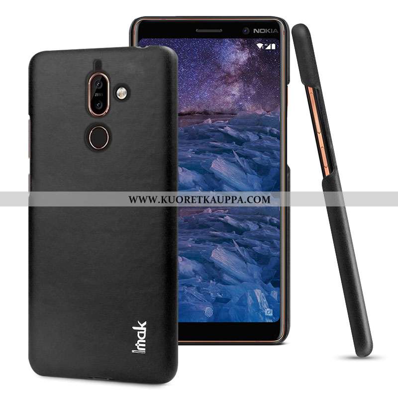 Kuori Nokia 7 Plus, Kuoret Nokia 7 Plus, Kotelo Nokia 7 Plus Suojaus Nahkakuori Musta Puhelimen Yksi