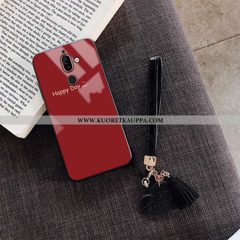 Kuori Nokia 7 Plus, Kuoret Nokia 7 Plus, Kotelo Nokia 7 Plus Suuntaus Pehmeä Neste Lasi Punainen Suo