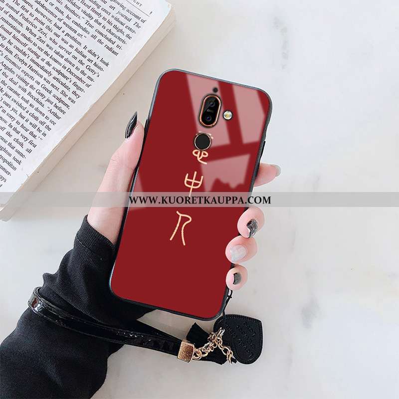 Kuori Nokia 7 Plus, Kuoret Nokia 7 Plus, Kotelo Nokia 7 Plus Suuntaus Pehmeä Neste Lasi Punainen Suo