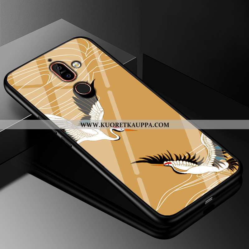 Kuori Nokia 7 Plus, Kuoret Nokia 7 Plus, Kotelo Nokia 7 Plus Tila Suuntaus Net Red Suojaus Lasi Kelt