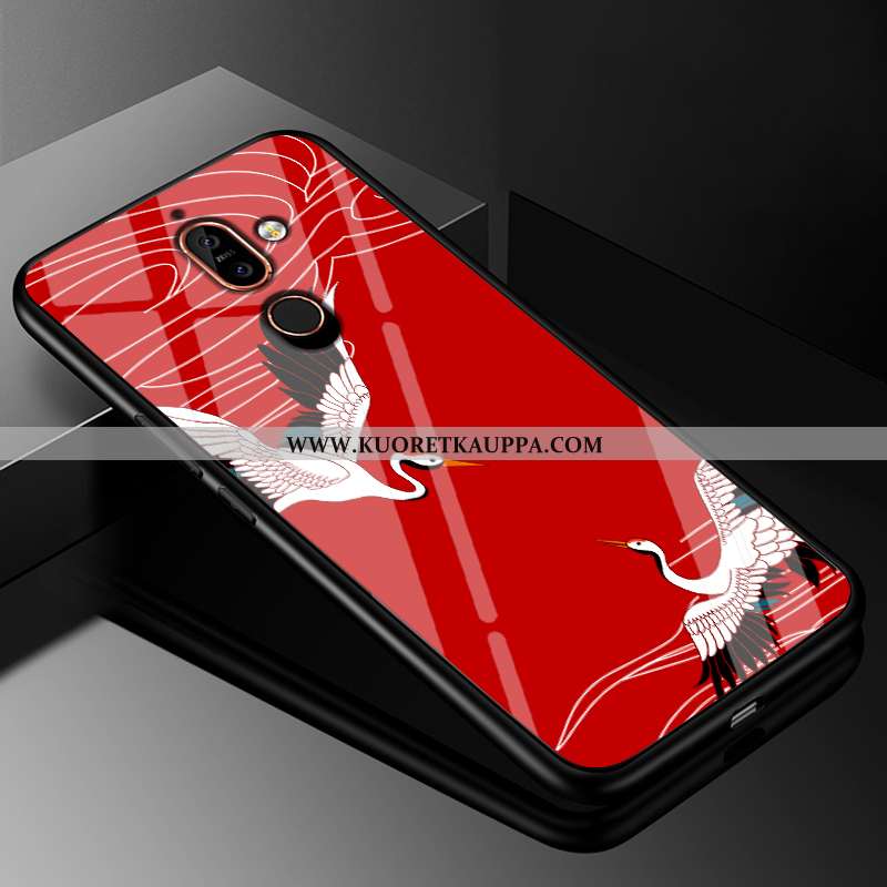 Kuori Nokia 7 Plus, Kuoret Nokia 7 Plus, Kotelo Nokia 7 Plus Tila Suuntaus Net Red Suojaus Lasi Kelt