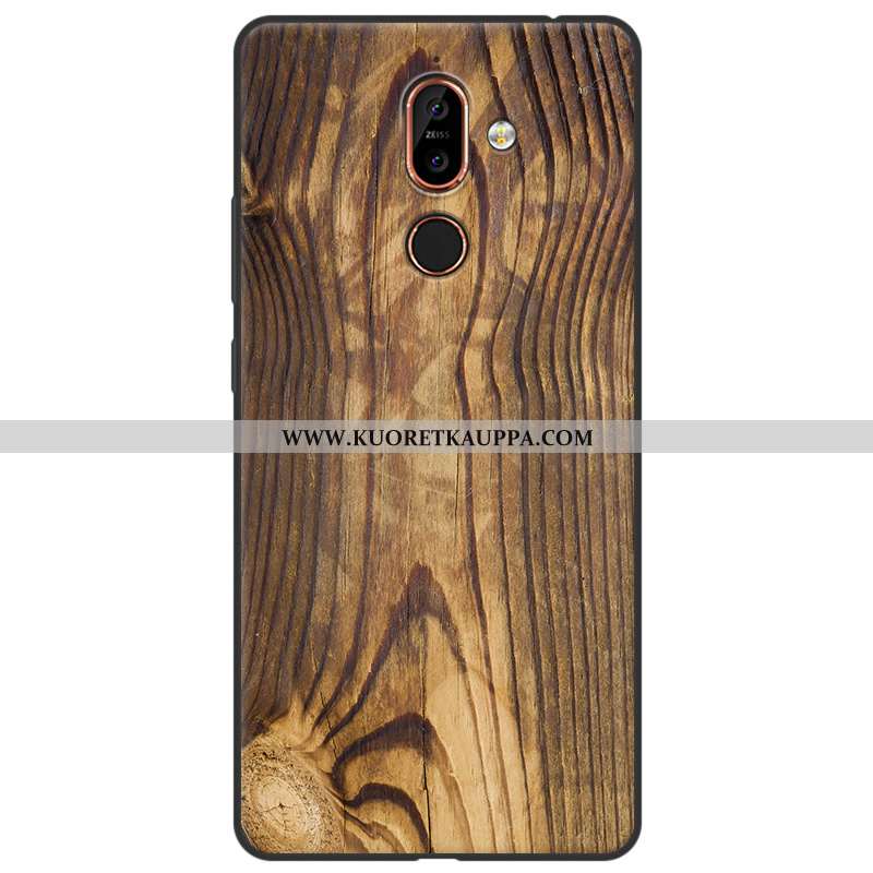 Kuori Nokia 7 Plus, Kuoret Nokia 7 Plus, Kotelo Nokia 7 Plus Vuosikerta Puu Silikoni Pehmeä Neste Ke