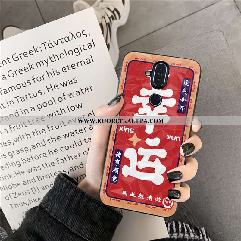 Kuori Nokia 8.1, Kuoret Nokia 8.1, Kotelo Nokia 8.1 Kukkakuvio Timantti Punainen