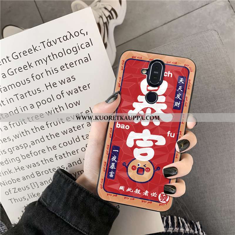 Kuori Nokia 8.1, Kuoret Nokia 8.1, Kotelo Nokia 8.1 Kukkakuvio Timantti Punainen