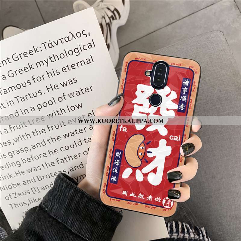 Kuori Nokia 8.1, Kuoret Nokia 8.1, Kotelo Nokia 8.1 Kukkakuvio Timantti Punainen