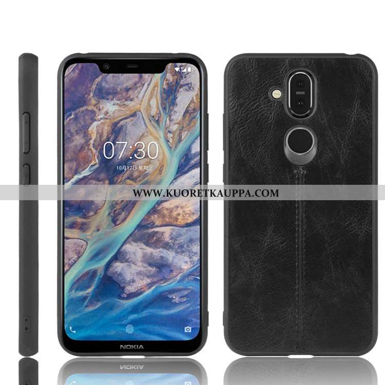 Kuori Nokia 8.1, Kuoret Nokia 8.1, Kotelo Nokia 8.1 Nahka Suojaus Musta All Inclusive Mustat