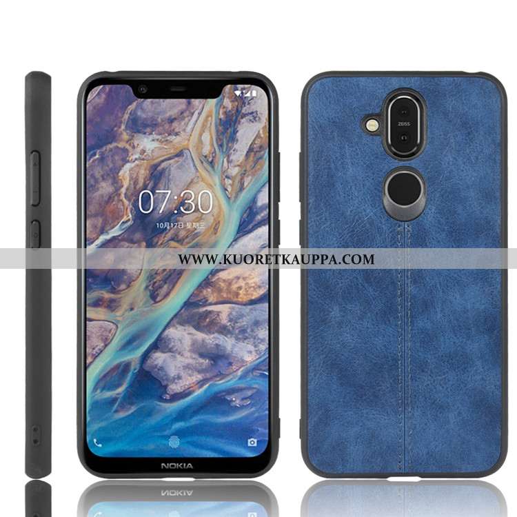 Kuori Nokia 8.1, Kuoret Nokia 8.1, Kotelo Nokia 8.1 Nahka Suojaus Musta All Inclusive Mustat