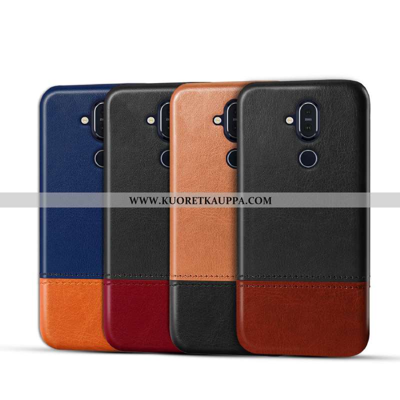 Kuori Nokia 8.1, Kuoret Nokia 8.1, Kotelo Nokia 8.1 Nahka Suojaus Puhelimen Murtumaton Ruskea