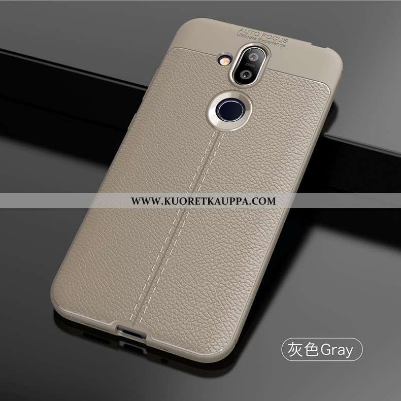 Kuori Nokia 8.1, Kuoret Nokia 8.1, Kotelo Nokia 8.1 Pesty Suede Nahka Harmaa Yksinkertainen