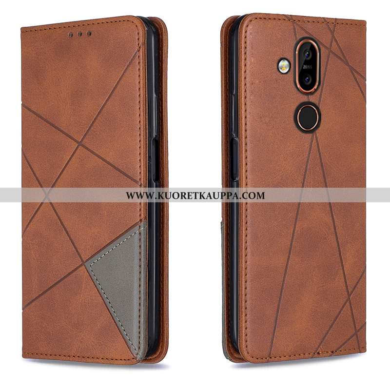 Kuori Nokia 8.1, Kuoret Nokia 8.1, Kotelo Nokia 8.1 Suojaus Nahkakuori Puhelimen Khaki